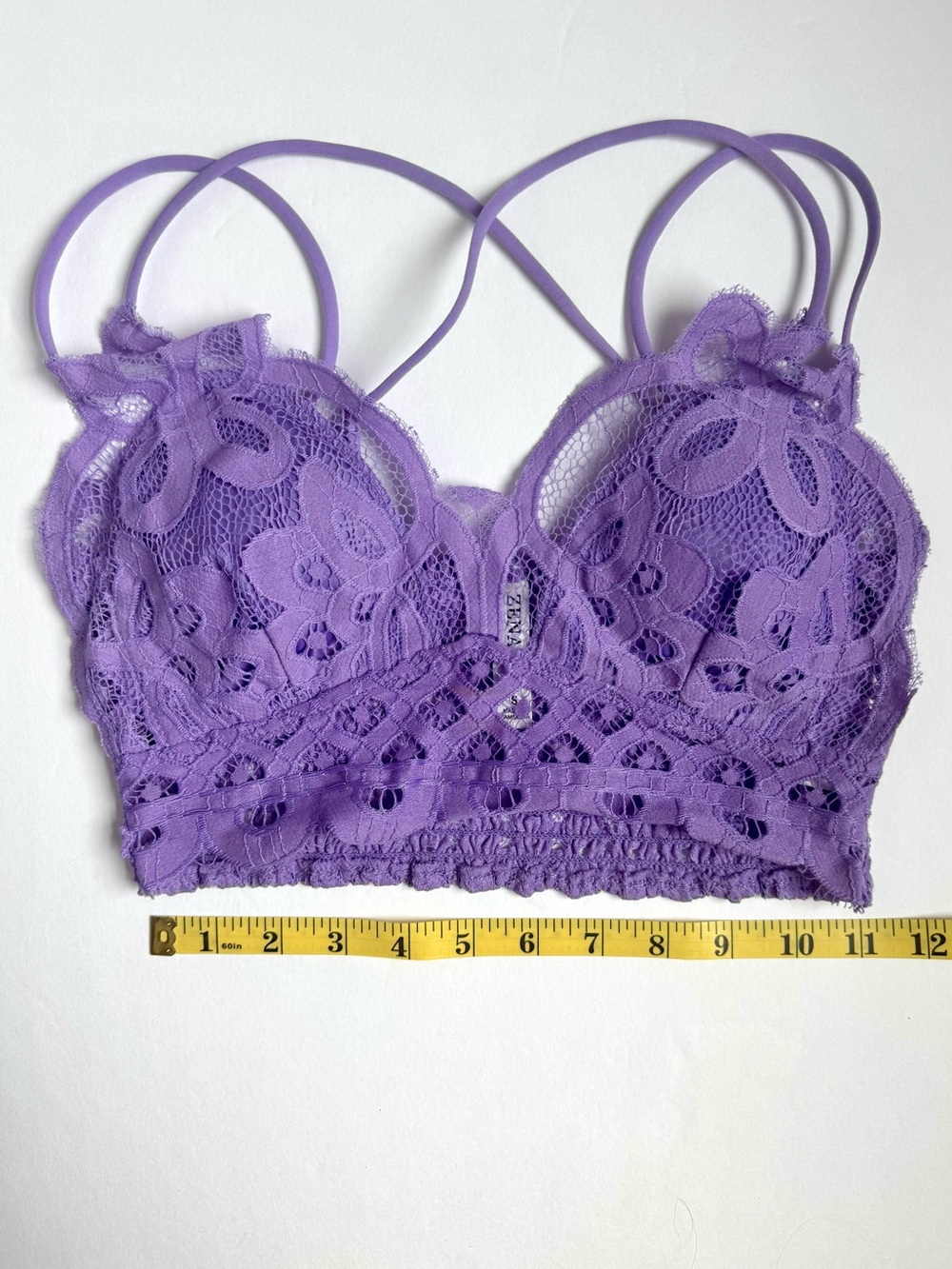 Zenana Lavender Lace Bralette with Floral Overlay